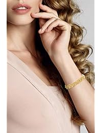 MiaBella - Pulsera de cadena de eslabones de malla con cuentas bizantinas italianas de plata de ley chapada en oro de 18 quilates para mujer, 6.5 in, 7.0 in, 7.7 in, 8.0 in