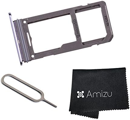 Amizu SIM Card Holder Tray Slot Replacement Part w/Eject Pin Tool for Samsung Galaxy S8 / S8 Plus + Amizu Cloth (Arctic Silver)