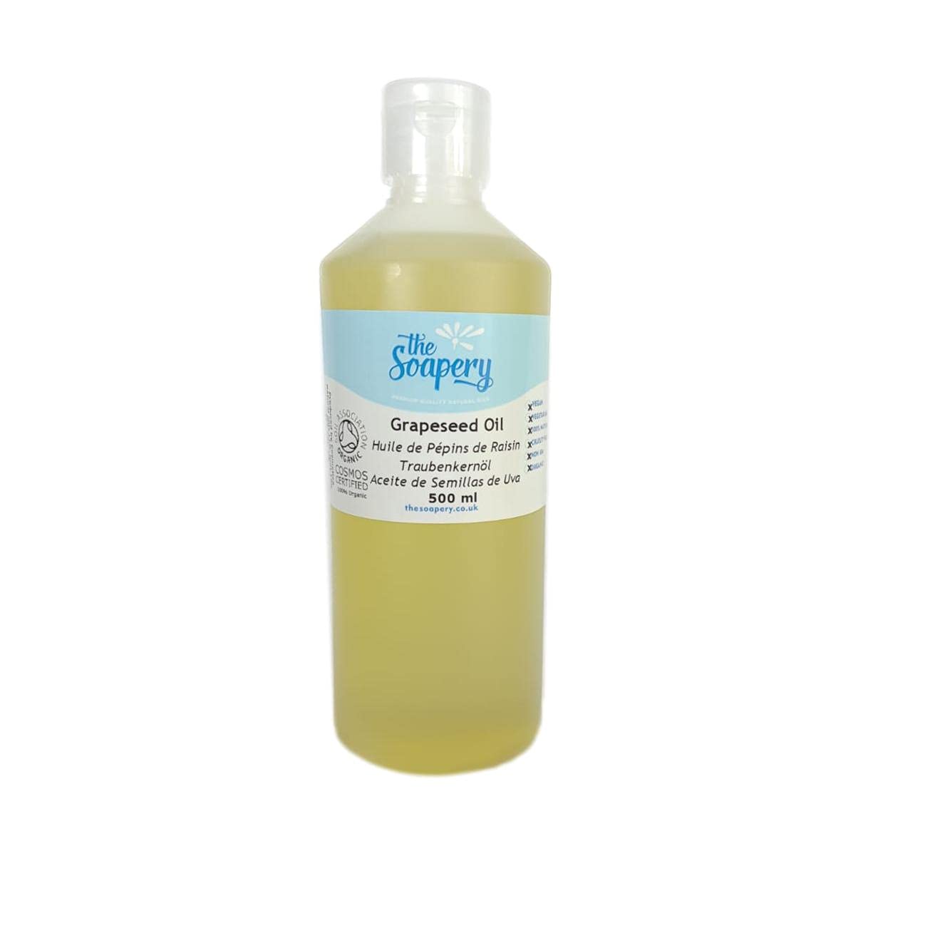 Grapeseed Oil Organic 500ml - Cold Pressed, Raw, Pure, Unrefined