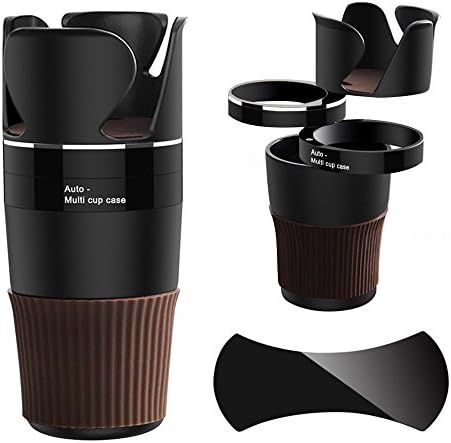 Car Cup Holder,TOYSNMORE 5 in 1 Multi-Functional Holds Mugs Organizer,Adjustable Car Cup holder with Drink Phone Holder And Little Stuff Storage Cup, Black