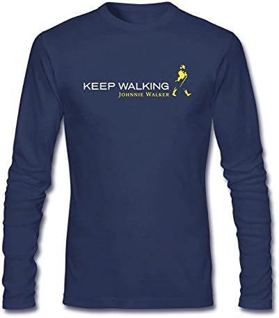 SWWM Men's Logo Johnnie Walker Black Label O Neck Long Sleeve T Shirt Royal Blue