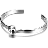 Gold Silver Cuff Bracelet for Women, 14K Gold Plated 316L Stainless Steel Knot Tie Bangle Cuff Chunky Bracelets for Lady