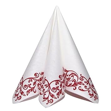 Servietten Rob Bordo (Dunkelrot) mit Ornament Tischdeko Hochzeitsdeko Servietten falten 50Stk 40x40cm