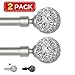 Turquoize 2 Pack Adjustable Decorative Window Curtain Rods, 28 to 48 Inches, Nickel Finish, Glass Mosaic Ball Finials