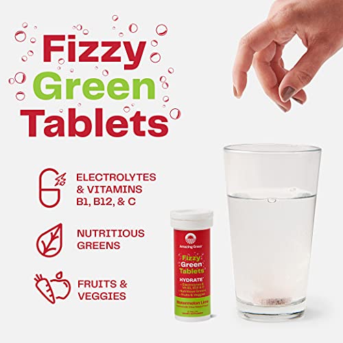 Amazing Grass Electrolyte Tablets, Fizzy Greens Water Flavoring Tablet