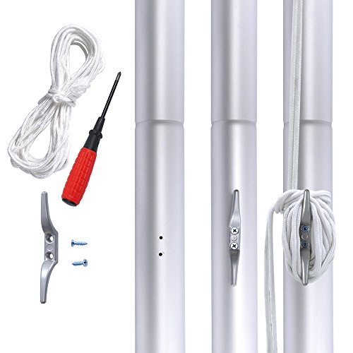 Yeshom 20ft Aluminum Sectional Flagpole Kit Free US American Flag Outdoor Halyard Pole