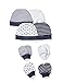 Moon and Back Baby Set of 4 Organic Cap and Mitten Sets, Navy Sea, 0-6 Months