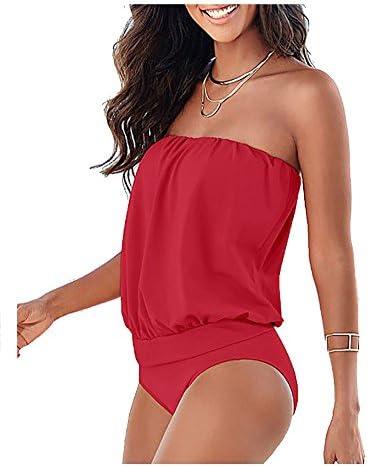 CutyKids Women Plus Size 2 Piece Strapless Tube Swimsuit Bathing Suit Bikini 2XL