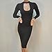 ALAIX Women's Keyhole Open-Chest Bodycon Long Sleeve Warm Pencil Party Evening Dress