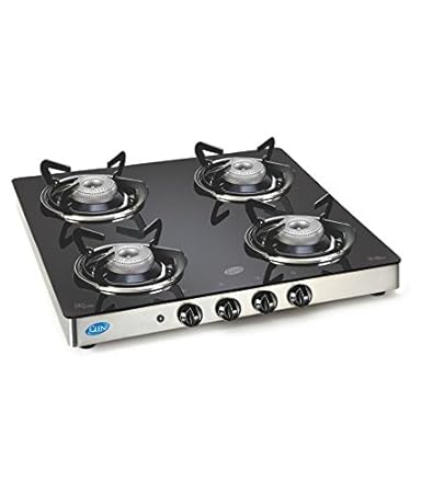 Glen Stainless Steel 4 Burner Cooktop  Auto Ignition, Black (SDGT4)
