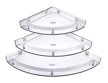 Drizzle Corner Shelves Super Clear/Corner Shelf Transparent/Corner Shelf For Bathroom/Corner Shelf For Home Decor - One Set (3 Pieces)