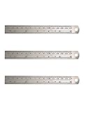 3 Pack 6 Inch 150 mm Stainless Steel Dual Side Marked Straight Ruler Kit with Conversion Table