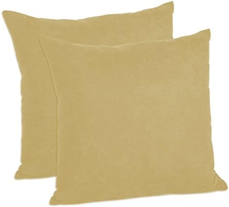 MoonRest Pack of 2- Suede Square Decorative Throw Pillow Covers Sofa sham Solid Colors Couch Cushion Pillowcases (18 x 18 Beige)