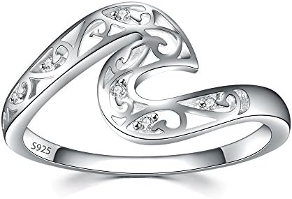 Chic 925 sterling Silver Wave Cut Girl Ring,Designed For Women To Design Home Casual Wear (Silver Cz-7)