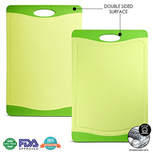 Raj Plastic Cutting Board Reversible Cutting board, Dishwasher Safe, Chopping Boards, Juice Groove, Large Handle, Non-Slip, BPA Free, FDA Approved (18", Lime with Green border) - Thumbnail 5