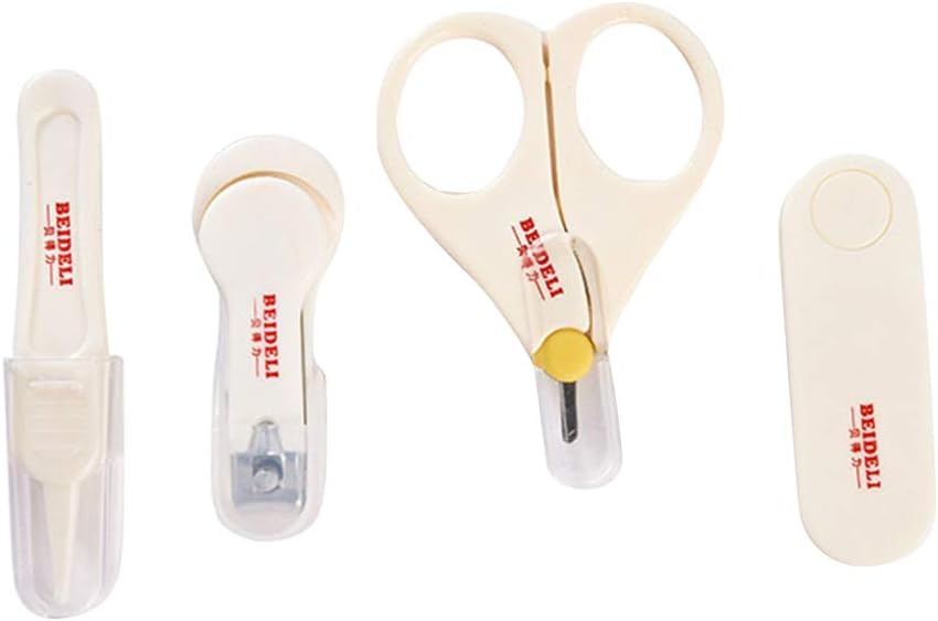 YeahiBaby 4PCS Baby Nail Care Kit Nail Clippers File Tweezer Scissors for Newborn Infant Toddler (White)