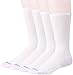MediPEDS Women's Diabetic Crew Socks with Nanoglide, 4 Pack, White with Pink, Shoe Size: 5-10