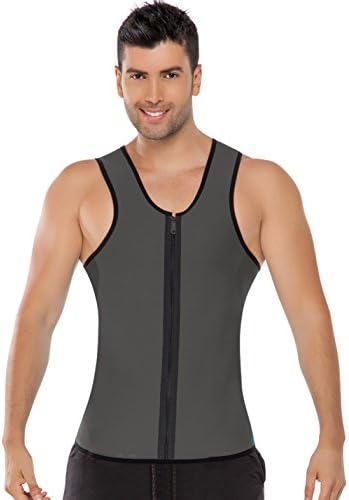 Body Shaper for Men Neoprene Slimming Vest Sport Waist Training Corsets with Zipper for Weight Loss 5XL Gray