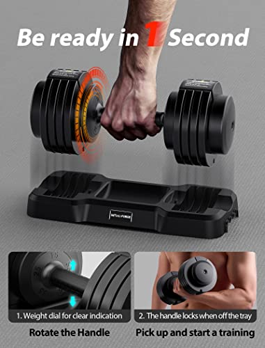 Adjustable Dumbbell, 15-55 lbs Adjustable Dumbbell Set w/ Anti-Slip Handle, Single Adjustable Dumbbell for Exercises, Home Workout Equipment, Full Body Strength Training and Muscle Building, Men/Women