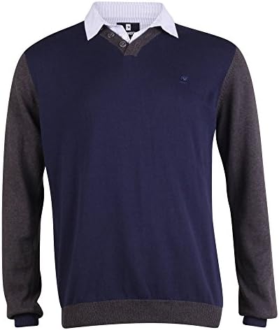 Peter Werth Long Sleeve Colour Block Knit 3 Navy Navy