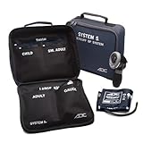 ADC Multikuf 740 5-Cuff EMT Kit with 804 Portable Palm Aneroid Sphygmomanometer, Child, Small Adult, Adult, Large Adult and Thigh Blood Pressure Cuffs (13-66 cm), Black Nylon Zipper Storage Case, Navy