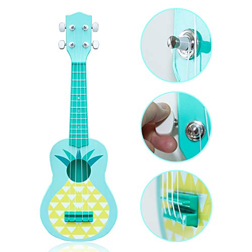 YOLOPLUS+ Kids Ukulele Guitar Toy Simulation 4 Strings Children Musical Instruments Educational Learning for Toddler Beginner Keep Tone Anti-Impact (21 Inch Pineapple) - Thumbnail 2