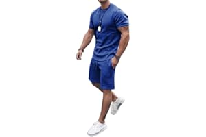 congluoki Men's Shirt and Shorts Set 2 Piece Outfits Fashion Summer Tracksuits Casual Sportwear Set
