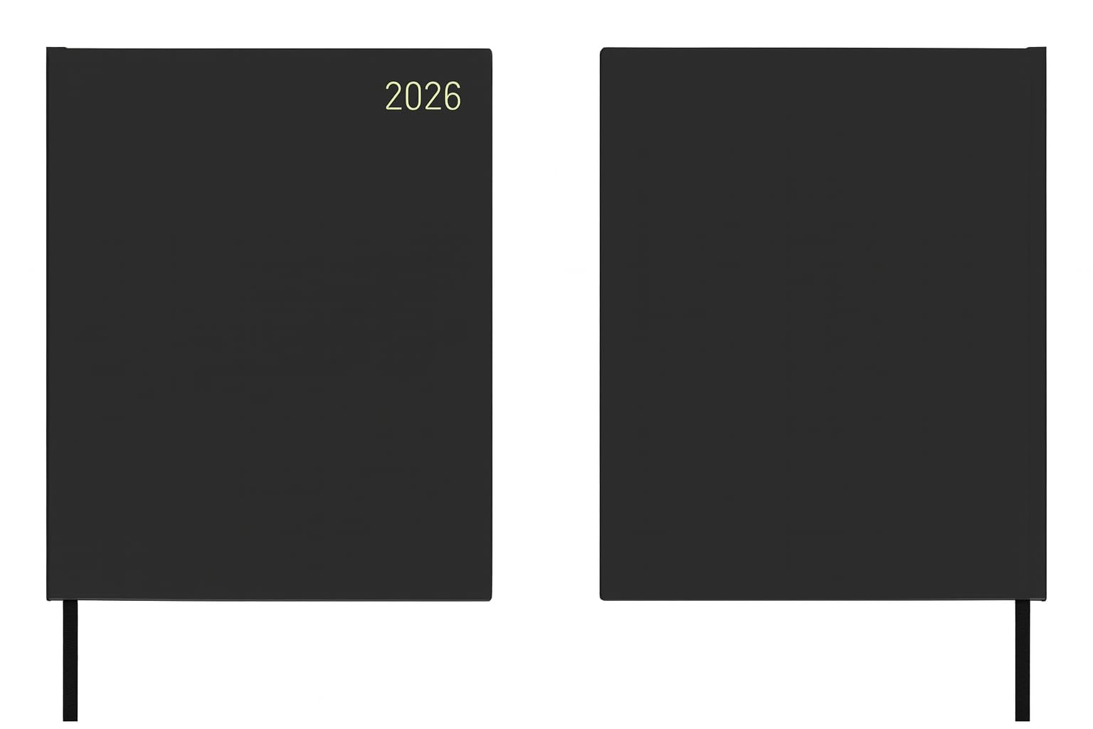 Top Sale 2026 A4 Two Pages Per Day Diary – Black Hardcover Planner with Ribbon Marker | Yearly Daily Organizer Notebook for Work, Study, or Home | Professional Productivity Journal