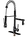 BWE Modern Oil Rubbed Bronze Commercial Pull Down Two Handle Kitchen Sink Faucet with Swivel Pull Out High Pressure Lock Sprayer Commercial Pre Rinse Faucet