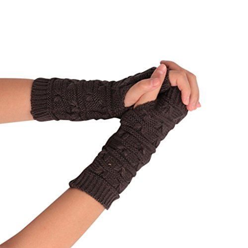 Charberry Fashion Arm Fingerless Winter Unisex Soft Warm Mitten Gloves (Dark Gray) - Thumbnail 2