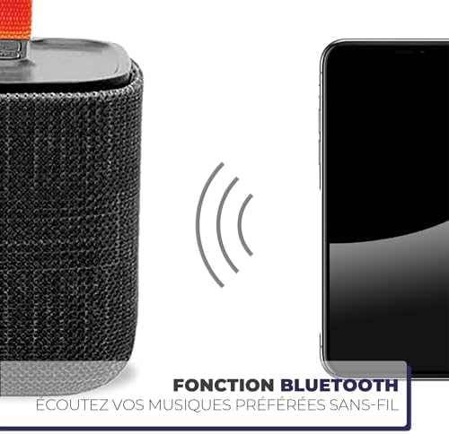 Enceinte Bluetooth Portable, Mini Enceinte sans Fil Format Compact, Haut-Parleur Design Tendance, Jusqu’à 8 Heures d'Autonomie, Résistante aux Projections d’Eau IPX4, Noire, 571078