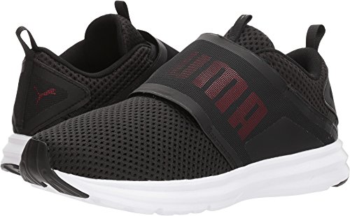 PUMA Men's Enzo Strap Mesh Sneaker, Black-Flame Scarlet, 10.5 M US