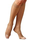 Just Comfort Sheer Open-Toe Knee High, Natural, Medium