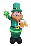 BZB Goods 6 Foot Tall Lighted St Patricks Day Inflatable Leprechaun Holding Shamrock and Beer Cute Lucky Indoor Outdoor Lawn Yard Art Decoration