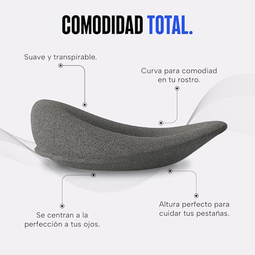Sleep Ritual Antifaz para Dormir con Tecnología Blackout. Antifaz Premium con Copas Ajustables para Cero Presión Ocular y Tela Transpirable Amigable con la Piel con Velcro de firme fijación. Sleep Mask (Gris Oscuro)