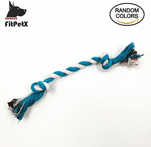 FitPetX Flossy Chews Colorful Cottonblend Rope Tug, Pet Bone Rope Toy, Perfect for Small and Medium Size Dog in Bright Color, Easy to Pick up and Carry-9''