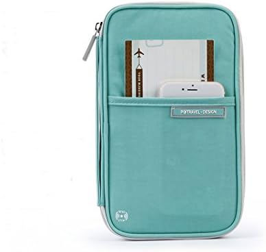 RFID Travel Passport Wallet, Family Passport Holder, Trip Document Organizer (Green)