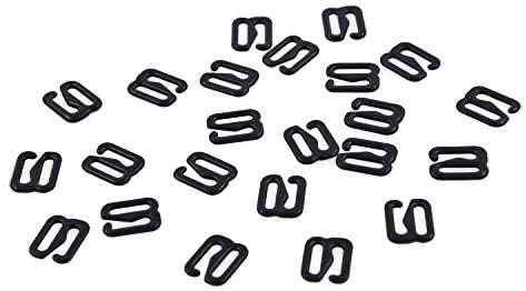 Coated Metal Lingerie Adjustment Bikini S Replacement Hooks Clasp Figure 9 Hoops for Bra Strap Apparel Holder Findings Pack of 100Pcs (8mm, Black)