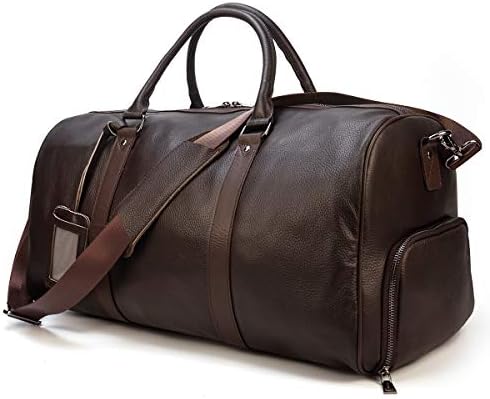 Amazon.com | Men's Leather Travel Bag - Weekender Sports Travel Shoulder  Bags Aeroplane Hand Luggage Men Duffle Bag (Large), Mulberry, L, leather  duffel bag | Travel Duffels