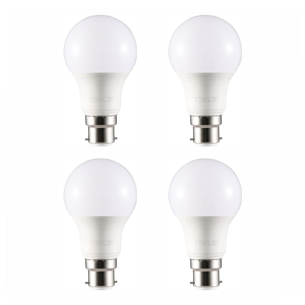 TEKLED® A60 LED Bulbs | B22 Bayonet Cap | Energy Saving 12W Light Bulb 100W Incandescent Bulb Equivalent | 2700K DIMMABLE 1020LM | 4-Pack | Warm White