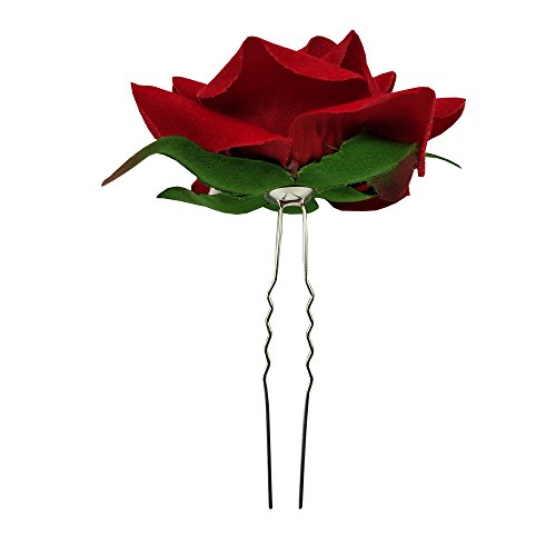 Sanrich 6pcs Rose Flower Hair Pins U Shaped Wedding Hair Clips Photo Shoot Flowers (red) - Thumbnail 2