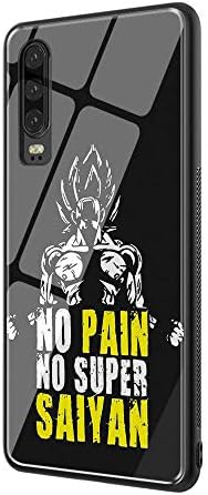DEPING DP-19 Dragon Ball Z Case,Tempered Glass Back Cover and Soft Silicone Border Anti Scratch Bumper Design for Huawei P30 Lite Protective Case