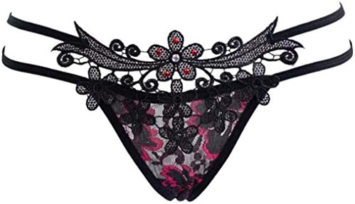 Catty Kelly Lady Lace Underwear Panties Briefs Lingerie Thongs G-string (Black)