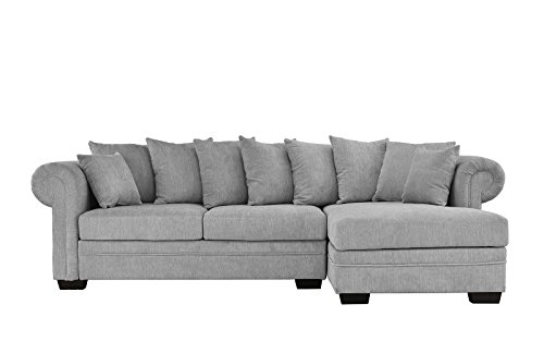 Modern Large Fabric Sectional Sofa, L-Shape Couch with Extra Wide Chaise Lounge (Light Grey)