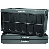 CleverMade 62L Collapsible Storage Bins with Lids - Folding Plastic Stackable Utility Crates, Solid Wall CleverCrates, 3 Pack, Charcoal