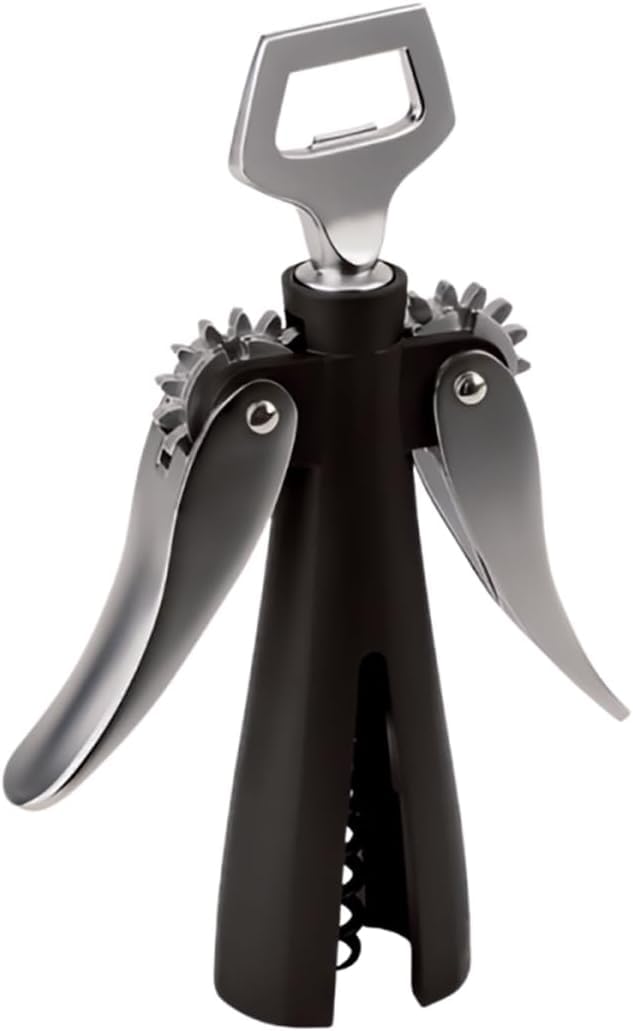 Peugeot - Souverain Wing Corkscrew - Double-lever Wine Opener with Integrated Bottle Cap Remover, Black, 20 cm