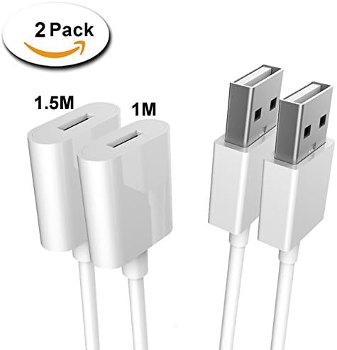 2 Pack Apple Pencil Charging Cable,Dreecy 5ft/1.5M and 3ft/1M Apple Pencil Flexible Charging Adapter Male to Female Extension USB Charger Adapter Lightning Cable for iPad Pro 12.9" 9.7"