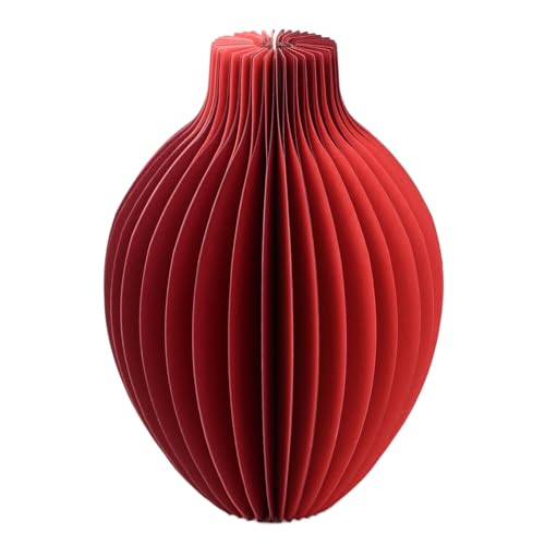 Talking Tables Red Honeycomb Paper Vase with Glass Vial, Christmas Table Decoration, Centrepiece, Flower Vase, Gift for Her, Secret Santa, Stocking Filler, 18 cm