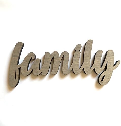 Wood Family Cutout Sign Made of Birch Plywood Stained Gray. Entryway Table Decor