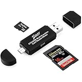 USB card reader Micro USB OTG to USB 2.0 Adapter; SD/Micro SD Card Reader with standard USB Male &amp; Micro USB Male Connector for Smartphones/Tablets with OTG Function